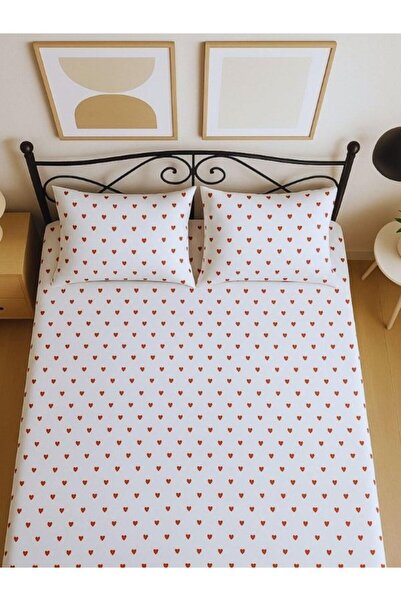 Mamcrazy Amour Red Heart 100% Cotton Single Bed Sheet Set - Single Pike Gift