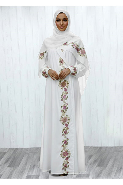 SDD Cool and heavy cotton prayer sheet with unique embroidery and a matching headscarf; wide and comfortable.