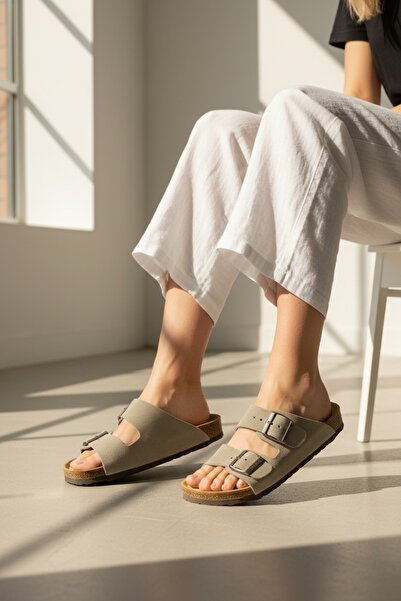 Land of Cork Παντόφλες σόλας Albus Taupe Suede Cork