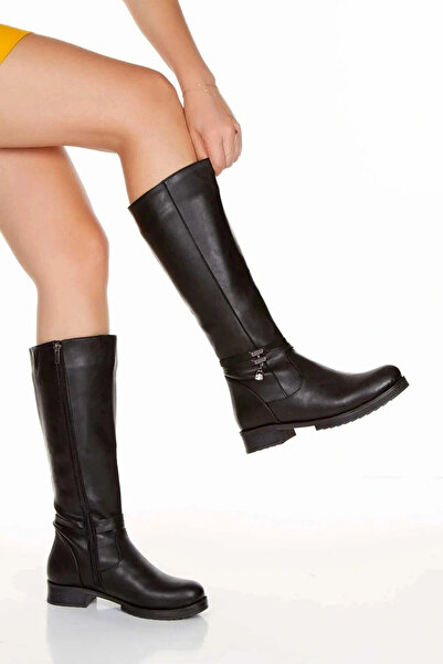 Miss Mitto حذاء طويل أسود نسائي أنيق مزين بأحجار الماس