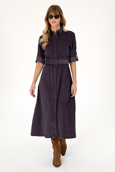 U.S. Polo Assn. Kadın Mürdüm Dokuma Elbise 50308622-VR074