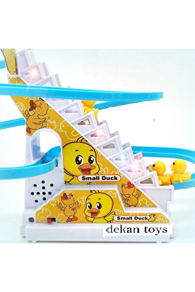 dekan toys Dön Dolaş Ördek Oyunu Işıklı Müzikli Ördek Merdivenden Çıkıp Kaydıraktan Kayan Yavru Ördek Small Duck Kaydıraklı Ördek Oyunu