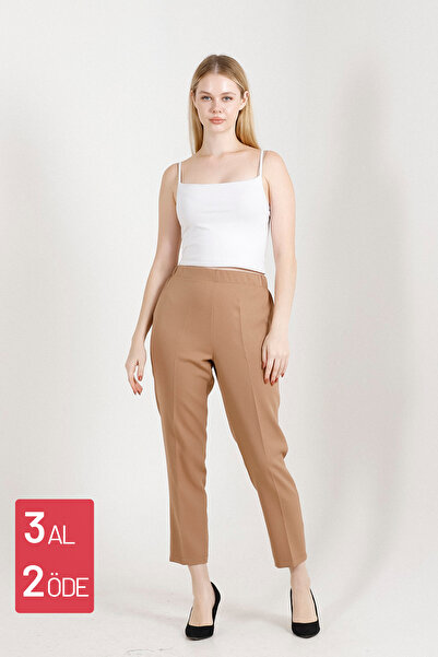 Balenbi Ψηλόμεσο 1005 Model Lycra Camel Γυναικείο Παντελόνι - Καρότο