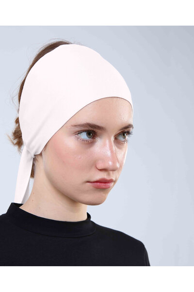 Ecardin غطاء رأس بشريط مربوط باللون البيج الفاتح - St 045