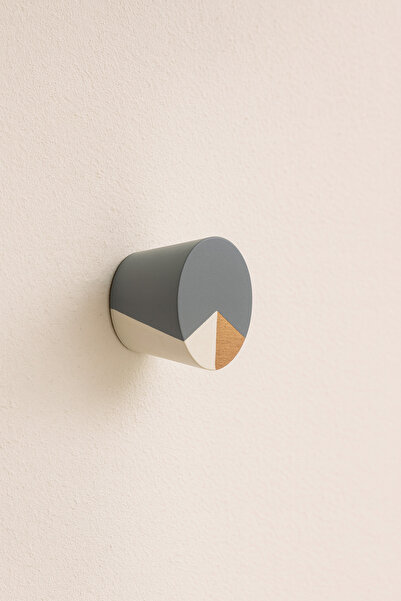 od orient design Sis Grisi - Beyaz Geometrik Desenli İskandinav Stili Ahşap K...