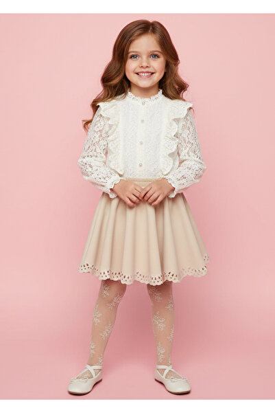 By Piera Fusta pentru copii din material Dabil cu talie elastică 0881