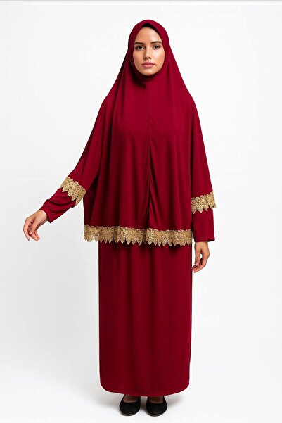 ALDAIYR Double Piece Women's Hijab Embroidered Prayer Dress Anti-Sweat Prayer Clothing