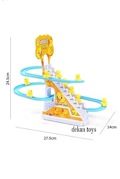 dekan toys Dön Dolaş Ördek Oyunu Işıklı Müzikli Ördek Merdivenden Çıkıp Kaydıraktan Kayan Yavru Ördek Small Duck Kaydıraklı Ördek Oyunu