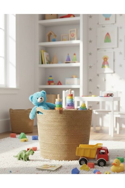 VELLORA HOME Multi-Purpose Organizer Wicker Basket, Cobalt Ilık, Organizer, Large Size, 36X36