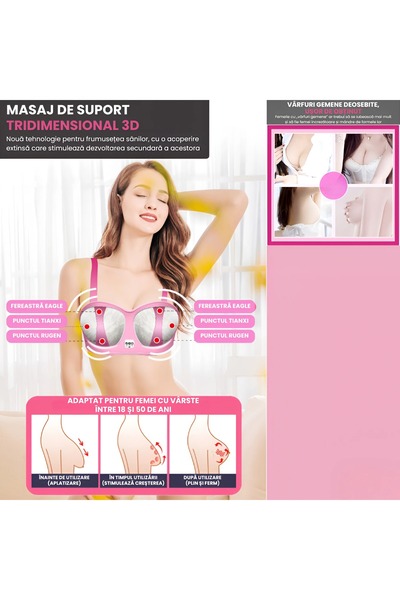 Full Abundance Електрически сутиен за масаж на гърди, безжичен EMS, презарежд...