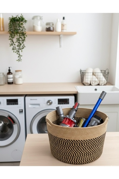 VELLORA HOME Jute Wicker Basket, Organizer Basket, Wicker Woven Basket 40cm X...