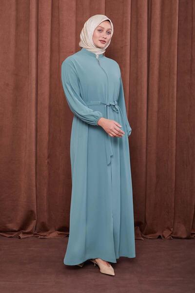 Levidor Πράσινο μέντας με ελαστικά μανίκια και ζώνη Ferace