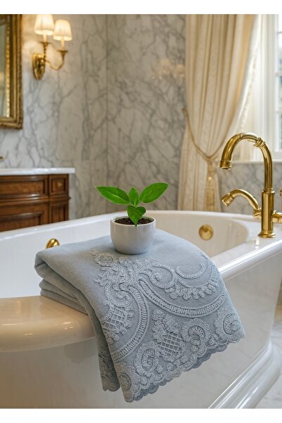 Çeyiz Bahçesi Мехем Кадифе Рушник Сірий