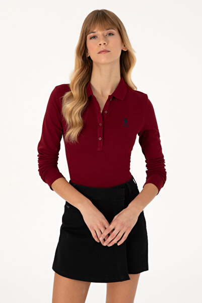 U.S. Polo Assn. Kadın Bordo Basic Polo Yaka Sweatshirt 50317627-VR014