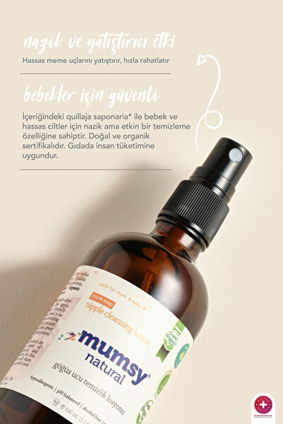 Mumsy Natural Göğüs Ucu Temizlik Losyonu 100 ml Hassas Ciltler Doğal Organik Bitkisel Çatlak ve Tahriş Karşıtı