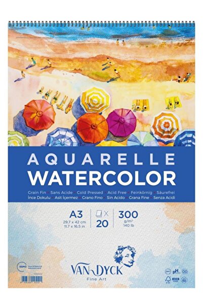 Genel Markalar Vandyck Suluboya Blok A5 300 Gr. 20 Yp Üsten Spiralli