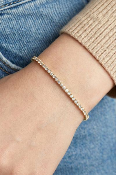 Modacaprea Xuping 14 K 16+2 Cm İnce Su Yolu Kadın Bileklik Kararmaz Kadın Bil...