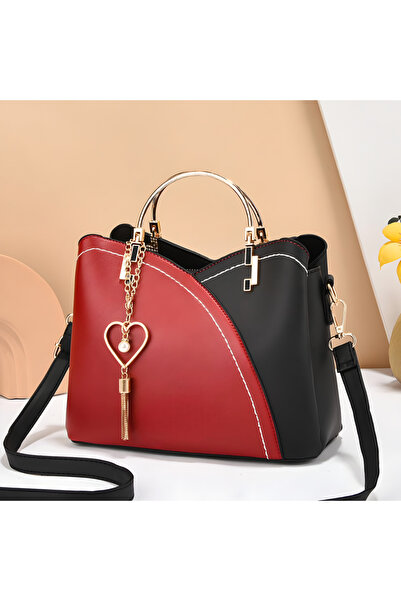 Full Abundance Geantă elegantă de damă, tip crossbody, piele PU, roșu/negru