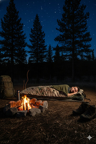 Med Online Military Camouflage Sleeping Bag (-25) Waterproof (215×75 cm) 220 Gr Fiber/180 Gr Fleece Camping & Earthquake