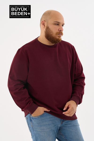 Superlife Ανδρικό λεπτό φούτερ με λαιμόκοψη μεγάλου μεγέθους SPR24BSW56