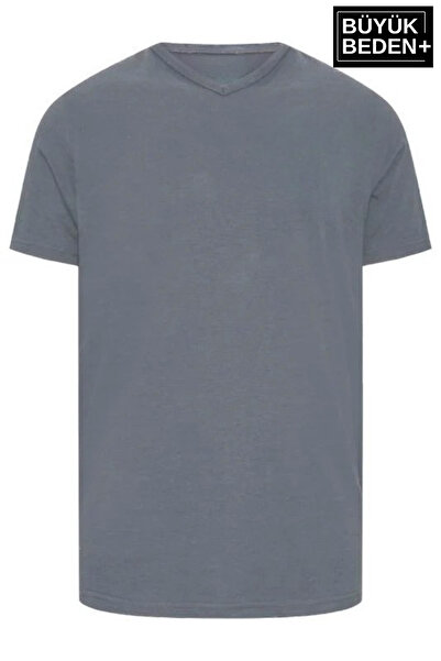 Superlife Чоловічий великий розмір V-подібний комір Tshırt SPRBTS09