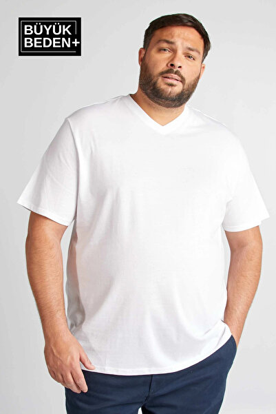 Superlife Чоловічий великий розмір V-подібний комір Tshırt SPRBTS09