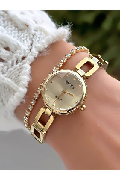 Ferrucci Steel Chain Cord 25 mm Minimal Case Women's Wristwatch 3 Atm Waterproof 2 Years Warranty