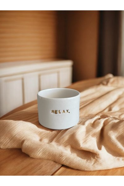 terraco ceramic Relax Written Handmade Ceramic Mug with Gold Detail