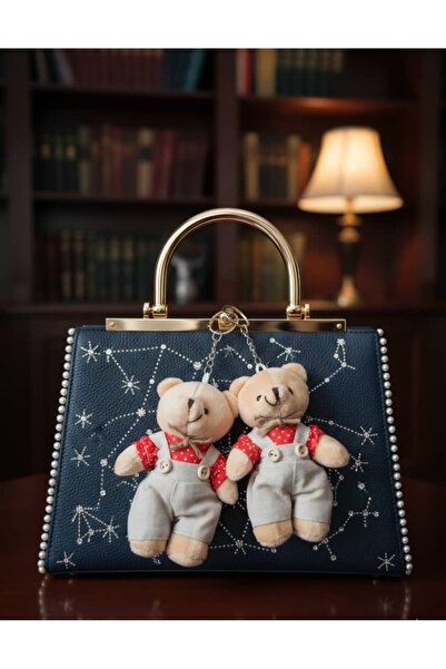 Şirin 2'li Peluş Ayıcık Anahtarlık Seti – Kırmızı Üstlü Tulumlu Teddy Bear