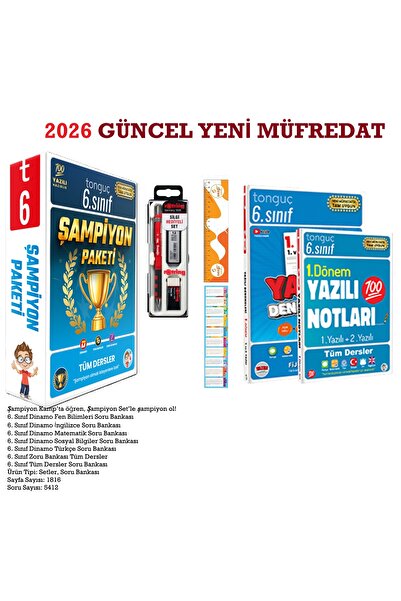 Tonguç Yayınları 6. Sınıf Şampiyon Paketi Ve 6. Sınıf Yazılı Notları 1. Dönem...