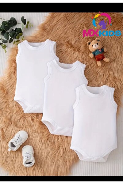 MDK KİDS Mdk Shoping Baby Bodysuit 3-Piece 100% Cotton
