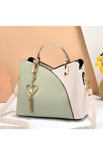 Full Abundance Geantă elegantă de damă tip crossbody - piele PU, versatilă, compartimente multiple, verde/alb