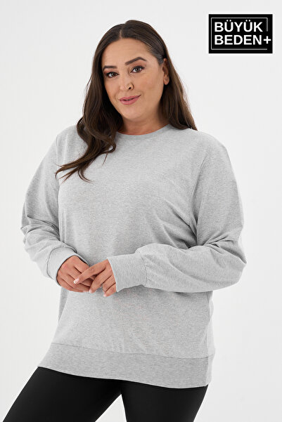 Superlife Women's Plus Size Crew Neck Slim Sweatshirt Spr24Bswk56