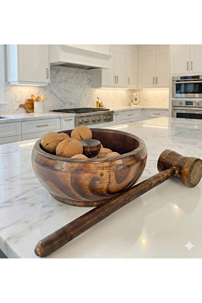 Beyaz Atölyem Dark Color Wood Hazelnut and Walnut Cracker