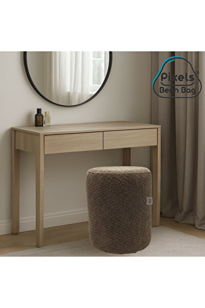 PixelsFurniture مقعد عثماني دائري كبير قماش بوكليه من بكسل بين باج، كرسي تسريحة, مقعد تسريحة بنات