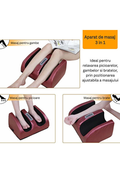 PORKY Masaj Picior Multifunctional cu Incalzire, 20 Zone, 3 Programe, Bidirectional, Rosu