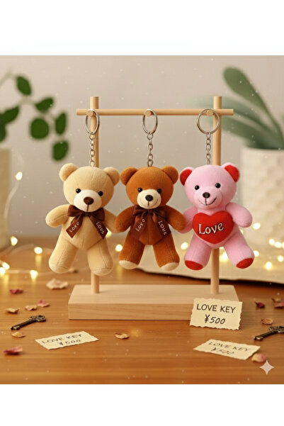 Şirin 3'lü Peluş Ayıcık Anahtarlık Seti – Sevimli ve Yumuşak Tasarım