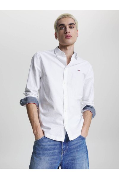 Tommy Hilfiger Erkek Beyaz Uzun Kollu Gömlek