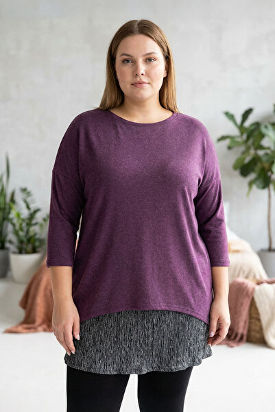 Stil Diva Plus Size Skirt Tulle Detail Long Sleeve Slim Blouse 84-106