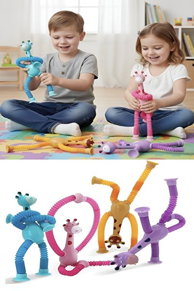Hyd Giraffe with Suction Cup Educational Extending Pipe Giraffe Telescopic Adhesive 1 Piece Sensory Toy
