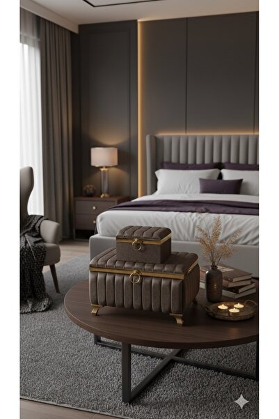 Zoe Home Gold Kulplu İkili Çeyiz Sandığı Nişan, Bohça, Söz