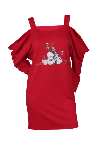 Atelier Anca Socolovschi Couple set, red with Christmas snowman print, (women M, men XL)