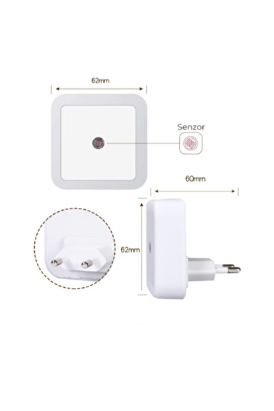 OEM Lampă de noapte LED cu senzor zi-noapte, 0.5W, albă, 110-240V - Baie/Hol/Dormitor/Bucătărie