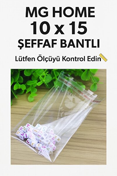 MG HOME 100 Adet 10x15 Jelatin Bantlı Kendinden Yapışkanlı Çikilota Şeker Poş...