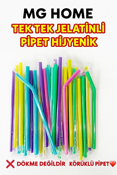 MG HOME 30 Adet Renkli Körüklü Jelatinli Frozen Pipet Karışık Renk Parti Kokt...