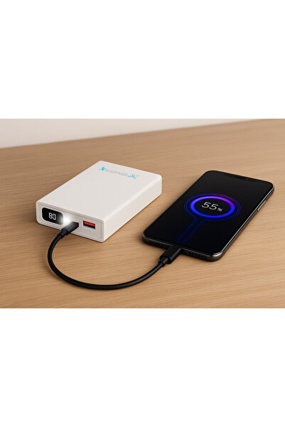 ENERX Enr-p10188dc 10000 Mah 2.1 Amper Dijital Göstergeli Powerbank Beyaz