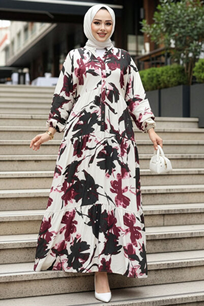 N.S NEVA STYLE فستان حجاب منقوش بالبرقوق 24061MU