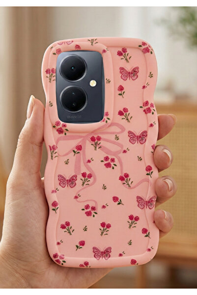 Rivor Vivo V29 Lite 5G Uyumlu Kılıf Kamera Çıkıntılı Kurdele Ve Çiçek Kabartm...