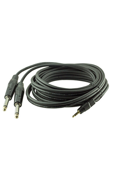 Powermaster 3.5 Mm Stereo Erkek / 2x6.3 Mm Mono Gitar Erkek 3 Metre Kablo