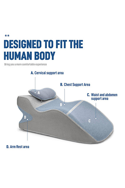 WINEENEE Orthopedic Memory Foam Lumbar Pillow - Adjustable, Cooling Gray Backrest for Bed/Sofa